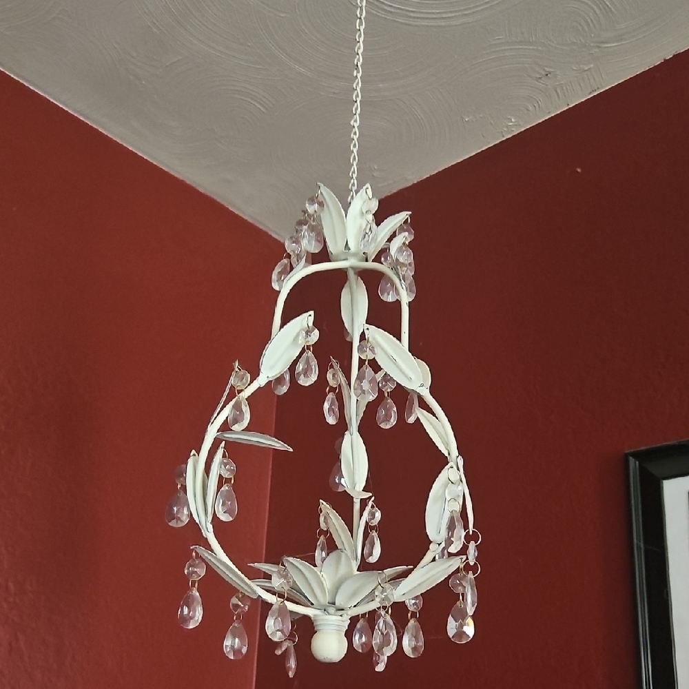 Elegant White Chandelier with Crystal Accents
